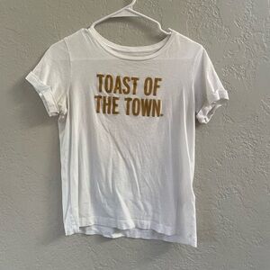 Kate Spade White Tee with Gold Text